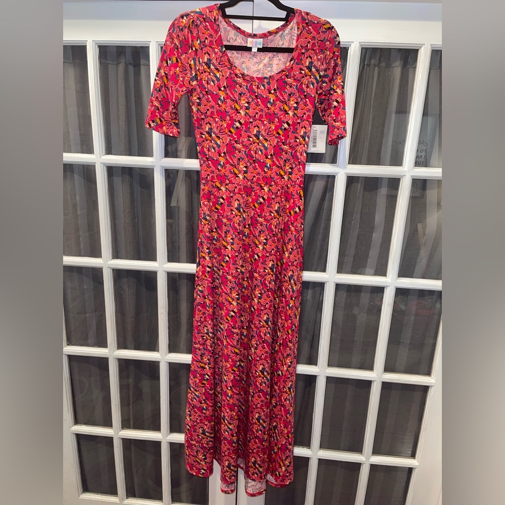 LuLaRoe Ana Women's Maxi Dress - Pink and Orange NWT size XS